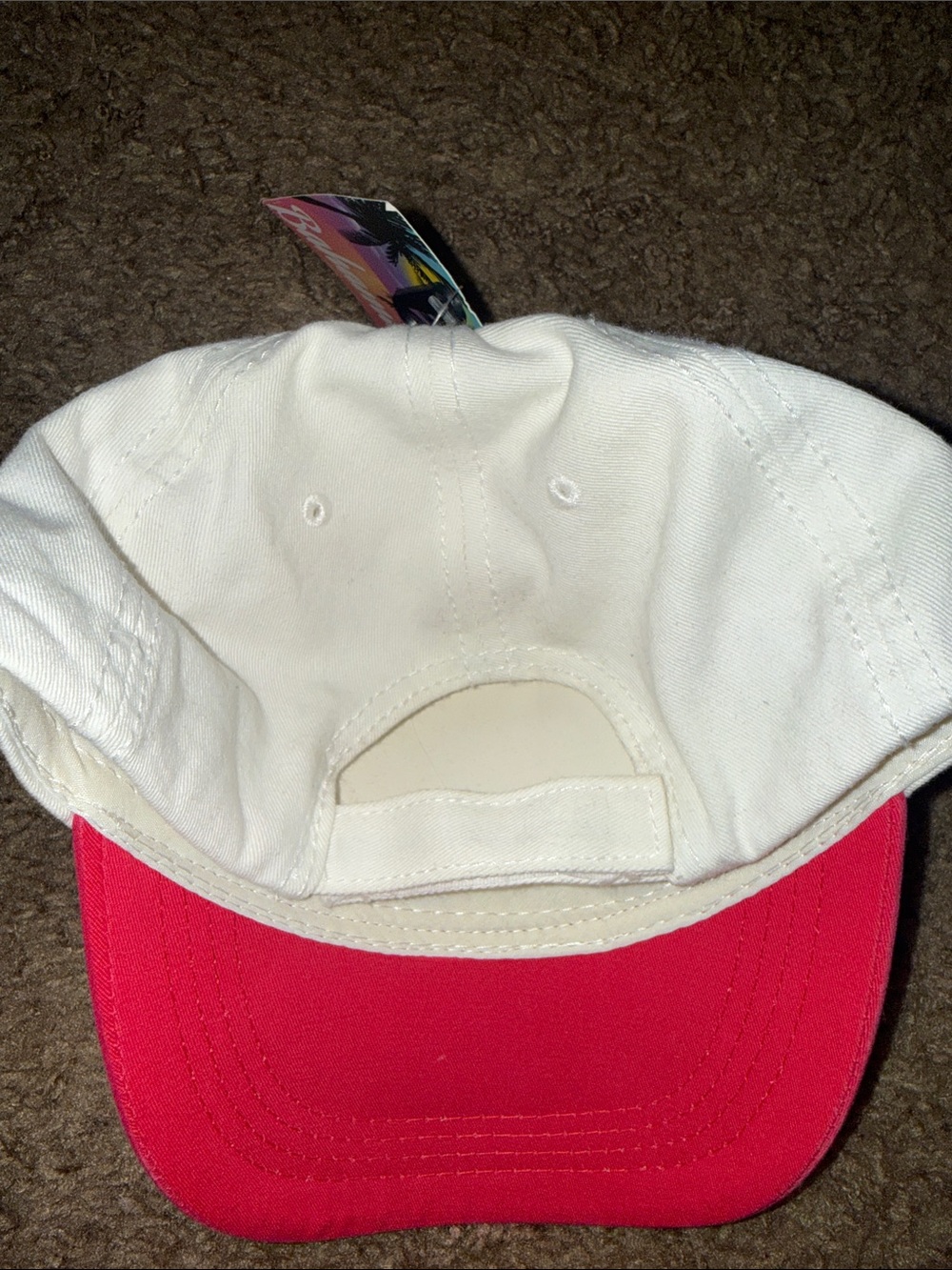 Bahamas Embroidered Floral Baseball Cap - White & Pink - Picture 2 of 2